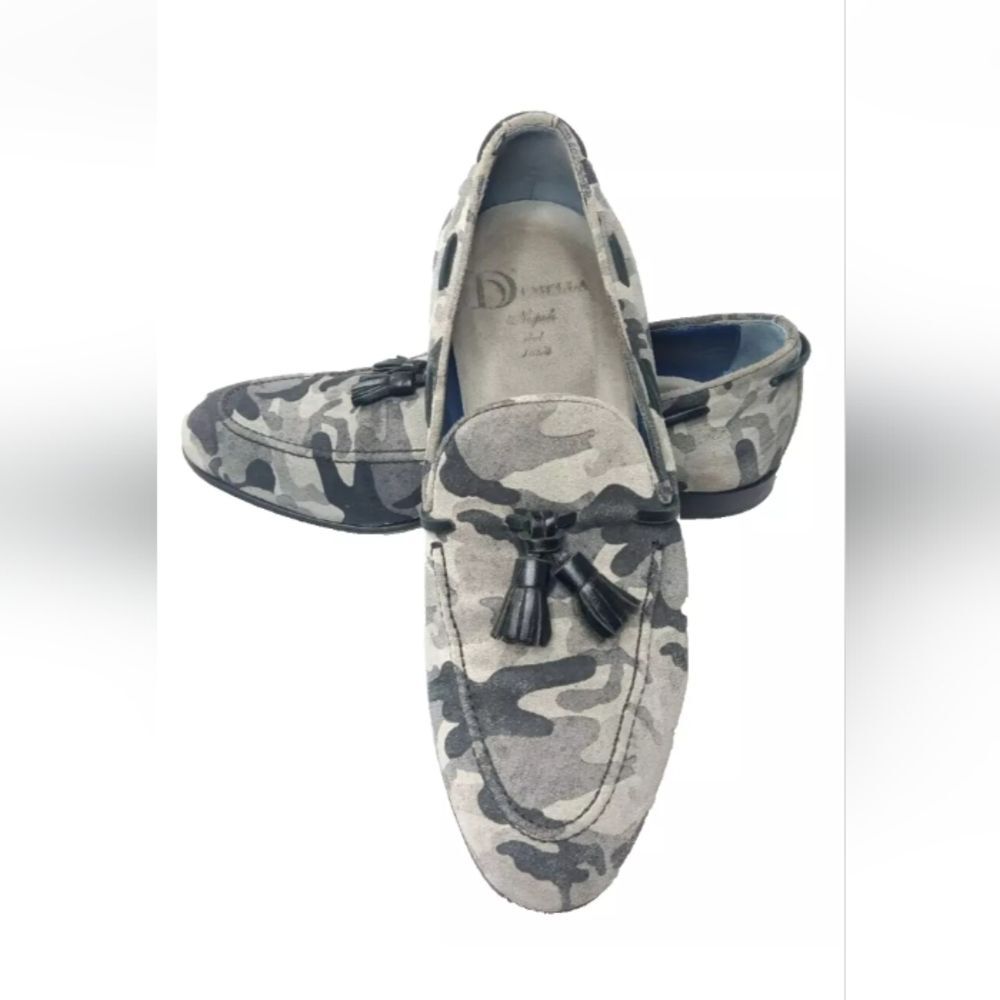 DI MELLA NAPOLI Suede Loafers Men's Shoes Size 7.5 Camouflage